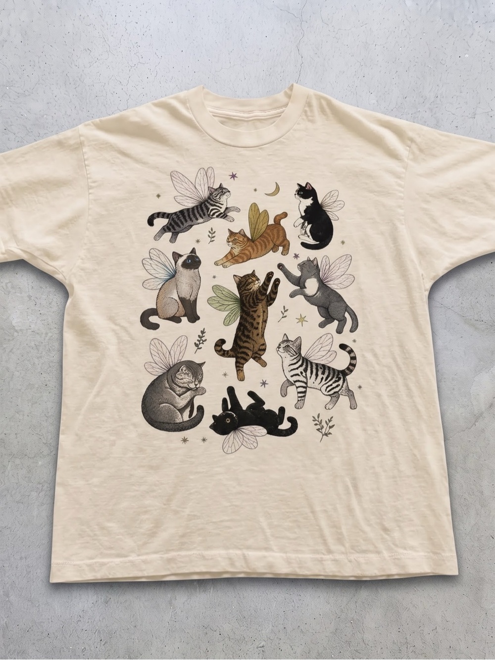 Gildan Off White Cat Fairy Graphic Tee